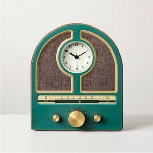 HEARTH & HAND NEW Vintage portable am/fm radio -wood/green